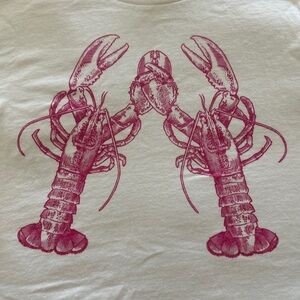 White Bella Canvas T-Shirt with Pink Lobster Print